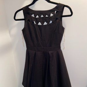 Cut-out Black Skater Dress